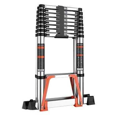 Imagem de OKUOKA Escadas, escada telescópica de alumínio dobrável, portátil tipo A para trabalho ao ar livre e uso doméstico/3,4 m + 3,4 m + 11 pés