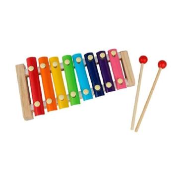 Imagem de Xilofone Infantil 8 Notas Colorido Brinquedo Musical Didático Criativo Madeira Teclas Metal Premium