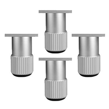 Imagem de ZJYWMM 4 peças de pernas de móveis ajustáveis pernas de mesa de metal pés de liga de alumínio pés redondos de substituição de móveis pernas de sofá pernas de sofá mesa pernas armários de cama