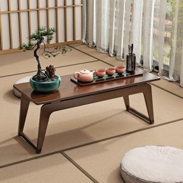 Imagem de Mesa baixa japonesa de bambu, café, estilo country para tatami, sala de jantar, sala de estar (cor de madeira, 80 x 37 x 34 cm)