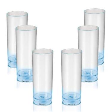 Imagem de Kit 6 Copos Tubo Led Transparente Acrílico Krystalon Azul