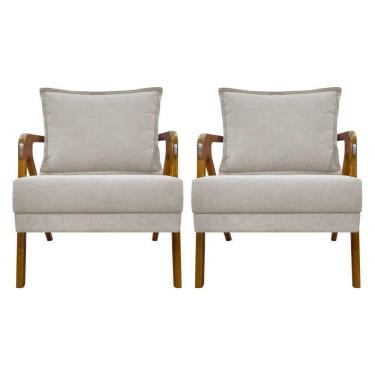 Imagem de Kit 2 Poltronas Decorativas Shine Bouclé Premium - Bege Buclê