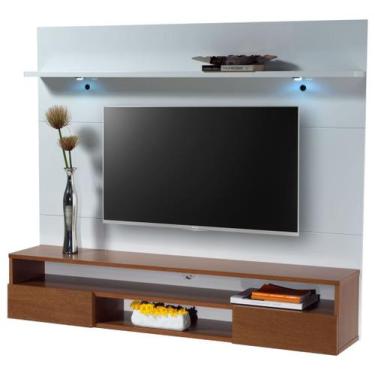 Imagem de Home Suspenso com LED Arapi cor Laca Branca com Nicho Chocolate 140 cm