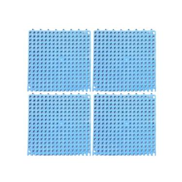 Imagem de Kit 4 Pisos Emborrachados Antiderrapantes 30x30 cm para Banheiro e Sauna(Azul Bebê)