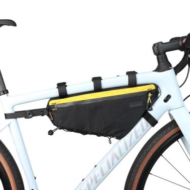 Imagem de Rhinowalk BHD0018 Bolsa triangular para quadro de bicicleta de 2,9 L, bolsa de armazenamento impermeável com zíperes YKK, porta de cabo e suporte de bomba, serve para pacote de hidratação - preto +