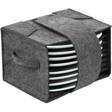 Imagem de Organizador de placas de feltro para 8 pratos – Motorhome & Camping Dinnerware Storage Caravan Campervan & Boat Cabinet Solutions (cinza)