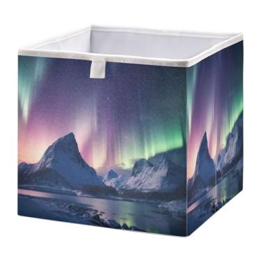 Imagem de SEHANY Cesto de armazenamento dobrável Mountains Lanscape, organizador de tecido grande, dobrável, para roupas, brinquedos, livros, armário, berçário, 28 x 28 x 28 cm