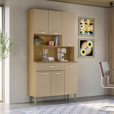 Imagem de Armário Cozinha Compacta Apolo Freijó/vanilla 6 Portas E 1 Gaveta - Kits Paraná