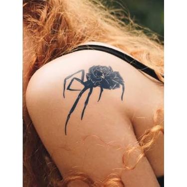 Imagem de 6 peças de tatuagens minimalistas semipermanentes de suco de ervas, estampa floral de borboleta, rosa, sem queda, sem reflexo, pulso, ombro, pescoço, clavícula, braço, corpo, impermeável, adesivo de