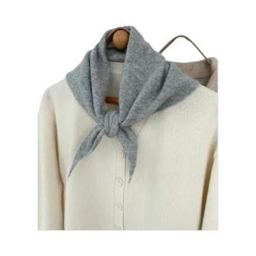 Imagem de Cachecol De Lã Triangular Listrado Quente E Macio Para O Inverno Femin