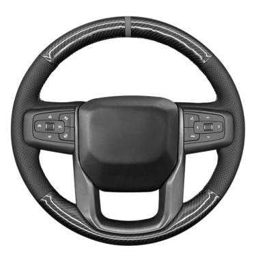 Imagem de MEWANT Capa de volante para GMC Sierra Capa de volante para GMC Sierra 1500 / Sierra 1500 Limited/Sierra 2500 / Sierra 3500/Yukon (GG) Couro de microfibra de colmeia