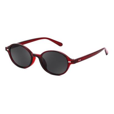 Imagem de Gafas de Sol Retro Ovaladas FEISEDY para Mujer años 90 Rojo Transparen