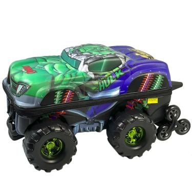 Imagem de Mochila Roda Tripla 3d Hulk Monster Trucks Maxtoy Diplomata Verde