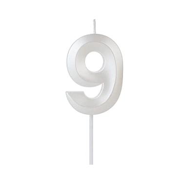 Imagem de VELA DESIGN BRANCO PEROLIZADA NUMERO 9