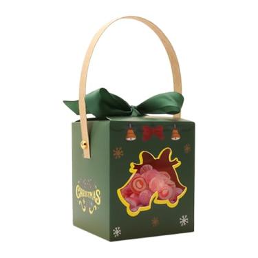 Imagem de Caixas De Biscoitos De Natal,Recipiente de Doces com Janela e Alça | Caixa de Armazenamento para Biscoitos de Natal - Para Frutas Reuniões Familiares Lojas Escritório Professores Alunos Vizinhos