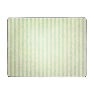 Imagem de ZERAOKE Tapete listrado 48 x 63 polegadas, lavável na máquina com suporte antiderrapante, tapetes macios para sala de estar, quarto, entrada, quarto de crianças, decoração de casa