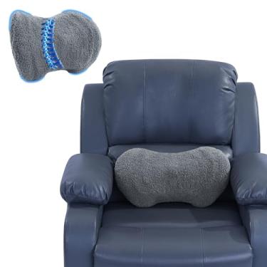 Imagem de ROYALAY Almofada de apoio lombar sherpa para poltrona, almofada traseira de espuma viscoelástica para cadeira, almofadas quentes para sofá para idosos com capa lavável na máquina, almofada lombar para