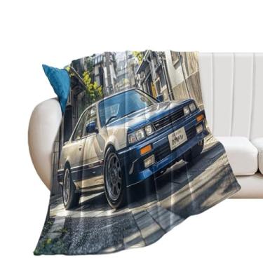 Imagem de HouLaiZhe Cobertor super macio de flanela clássico retrô carro esporte JDM cobertor leve refrescante para sofá-cama cadeira sofá carro viagem ao ar livre leve quente 101,6 cm x 127 cm