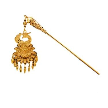 Imagem de Garfo de cabelo com borlas douradas, estilo étnico, vintage, estilo étnico, tailandês, flor de metal, folhas clássicas étnicas (estilo 1)