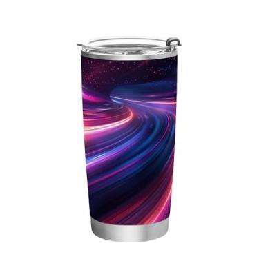 Imagem de Wassud Copo colorido de 600 ml com tampa e canudo de parede dupla de aço inoxidável para bebidas frias e quentes