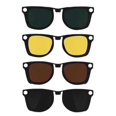 Imagem de HIBLOKS Clipe polarizado de 4 peças para Ray-Ban Meta Wayfarer RW4006 e Gen 2 RW4012 Regular (50-22), preto fosco com clipe de descoloração para Meta Wayfarer Gen 2, legal e moderno (preto + verde +