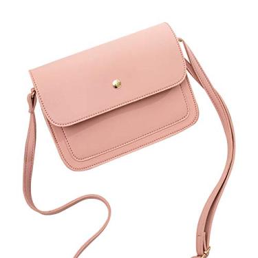 Imagem de Bolsa de Ombro Multiuso Feminina Padrão Sólido Fecho com Botão Transversal Carteira Diária para Jovens Senhoras Uso Viagem Compras