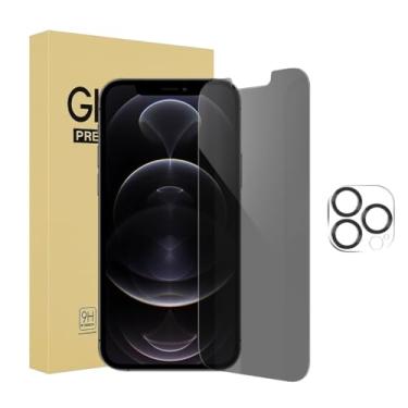 Imagem de Pacote com 1 protetor de tela de privacidade para iPhone 12 Pro Max [6,7 polegadas] + 1 pacote de protetor de lente de câmera, película de vidro temperado antiespião, [dureza 9H] - HD