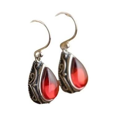 Imagem de Brincos Pendentes De Pedra Verde E Vermelha Para Mulheres, Cor Prata V