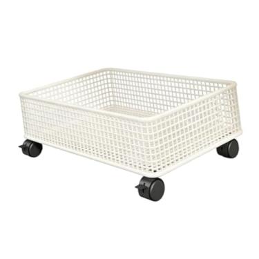 Imagem de Baoblaze Organizador de Pia com Rodízios em Tela, Cesto de Armazenamento, Prateleira, Organizador de Armário de Banheiro com Rodas para Brinquedos, Materiais, S