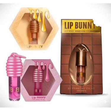 Imagem de Kit 3 Gloss Labial Liphoney + Lipbunny Morango Chocolate Mel Incolor o