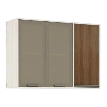 Imagem de Armário Aéreo De Cozinha 120 Cm 1 Porta Fechada 2 Portas Com Vidro Reflecta Linea Luciane Móveis