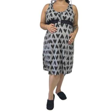 Imagem de Camisola Plus Size Gestante Regata com Botões Amamentação - Linda Gest