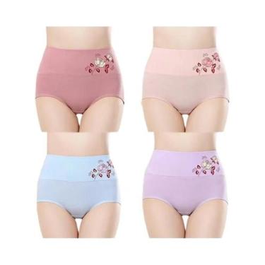 Imagem de Conjunto De Roupa Íntima De Algodão plus Size Para Mulheres 4PCS Calci
