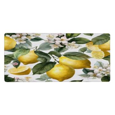Imagem de Tapete de rato grande e bonito em aquarela limão à prova d'água para computador tapete protetor de mesa com base de borracha antiderrapante para escritório, computador, teclado, laptop e mesa de casa