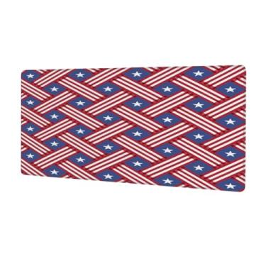 Imagem de Tapete de rato estrelado com listras grandes à prova d'água tapete protetor de mesa estendido para computador, base de borracha antiderrapante para escritório, computador, teclado, laptop e mesa de