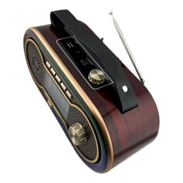 Imagem de Caixa De Som Rádio Retrô Am Fm Bivolt Pen Drive Bluetooth RGB AD-3339(AD3338 madeira-vermelho)