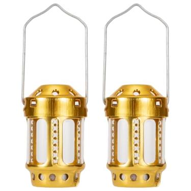 Imagem de Lanterna de velas portátil liga alumínio pendurada para acampamento pesca noturna e lamparina velinhas com design porta-velas latão