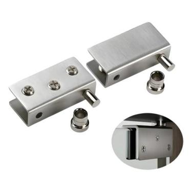 Imagem de Dobradiça Pivotante Cinza Inox Porta De Vidro Pequena 4cm x19x10mm ou 