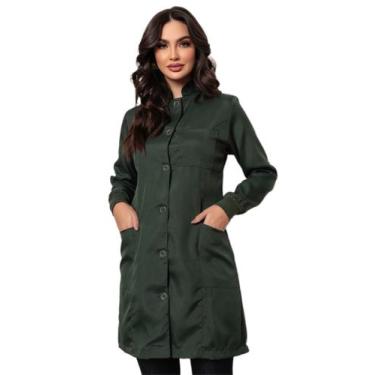 Imagem de Jaleco Feminino Oxford com punhos Verde Musgo Botões Capri - Gardenia 