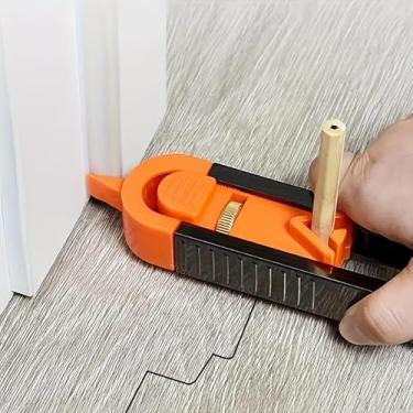 Imagem de 1 conjunto de ferramentas de precisão para marcenaria com mecanismo de bloqueio - régua de marcação de curva irregular e contorno ajustável (laranja preto)