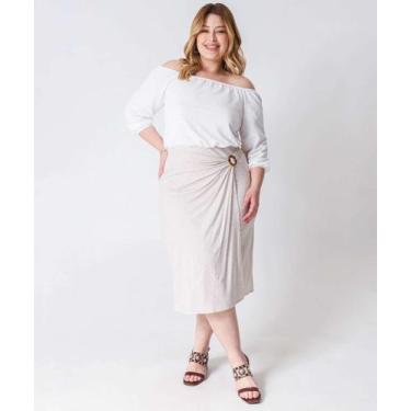 Imagem de Blusa Plus Size Ciganinha Feminina Manga 7/8 Marisa-19019, Off white, 