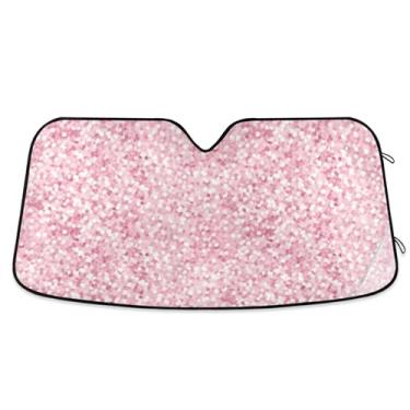 Imagem de Toldo de sol personalizado Bokeh com textura de glitter rosa macio para para-brisa de carro engraçado retrátil dobrável para-brisa frontal impressão animal automotivo P, 134,6 cm x 59,7 cm