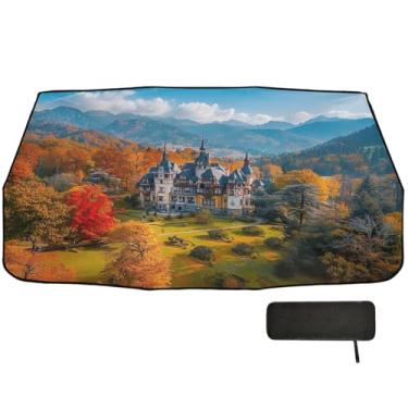 Imagem de Guarda-sol Castle in Autumn Winshield bloqueio UV automático carro guarda-chuva 147.3 cm x 75.4 cm blackout capas de janela de carro