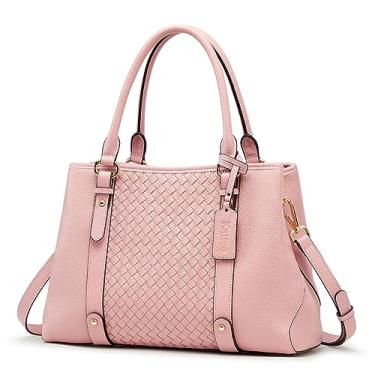 Imagem de Kattee Bolsa feminina macia de couro legítimo, alça superior, bolsas transversais e bolsas de ombro Hobo, rosa, Tendência