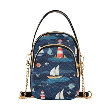 Imagem de Bolsa tiracolo feminina Ladybug Animals Parrten, bolsa tiracolo feminina, bolsa tiracolo estilosa para viagens, Farol e barco à vela - 4, One Size