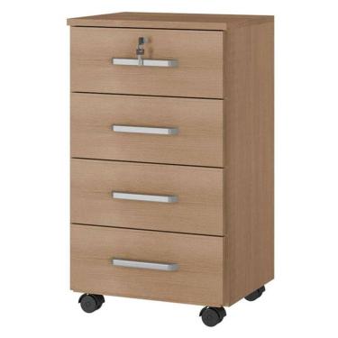 Imagem de Gaveteiro Gávea Com Chave 4 Gavetas Freijó Fosco - Móveis Leão