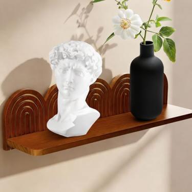 Imagem de Briwooody Boho Prateleira de parede de madeira, arco-íris, moderna, arqueada, flutuante, arte, suporte para pendurar no meio do século, vintage, decoração de altar para banheiro, quarto, escritório