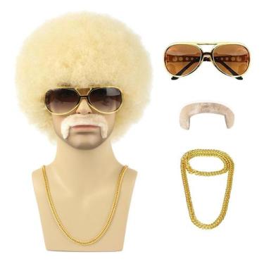 Imagem de Peruca afro TUOFLY Blonde Sintética para Homens com Acessório
