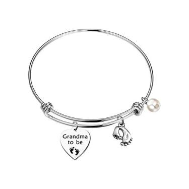 Imagem de SEIRAA Nova pulseira de presente de avó para a avó novo presente de bebê para revelar joias de gravidez presente de anúncio para avó, 7.5 inch, Metal, 0