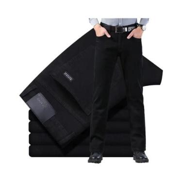 Imagem de Calças Jeans Masculinas Pretas De Algodão Stretch Confortáveis Com Cor